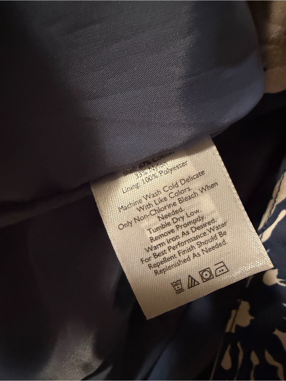 Eddie Bauer Blue & Cream Floral Trench Coat - Picture 5 of 5